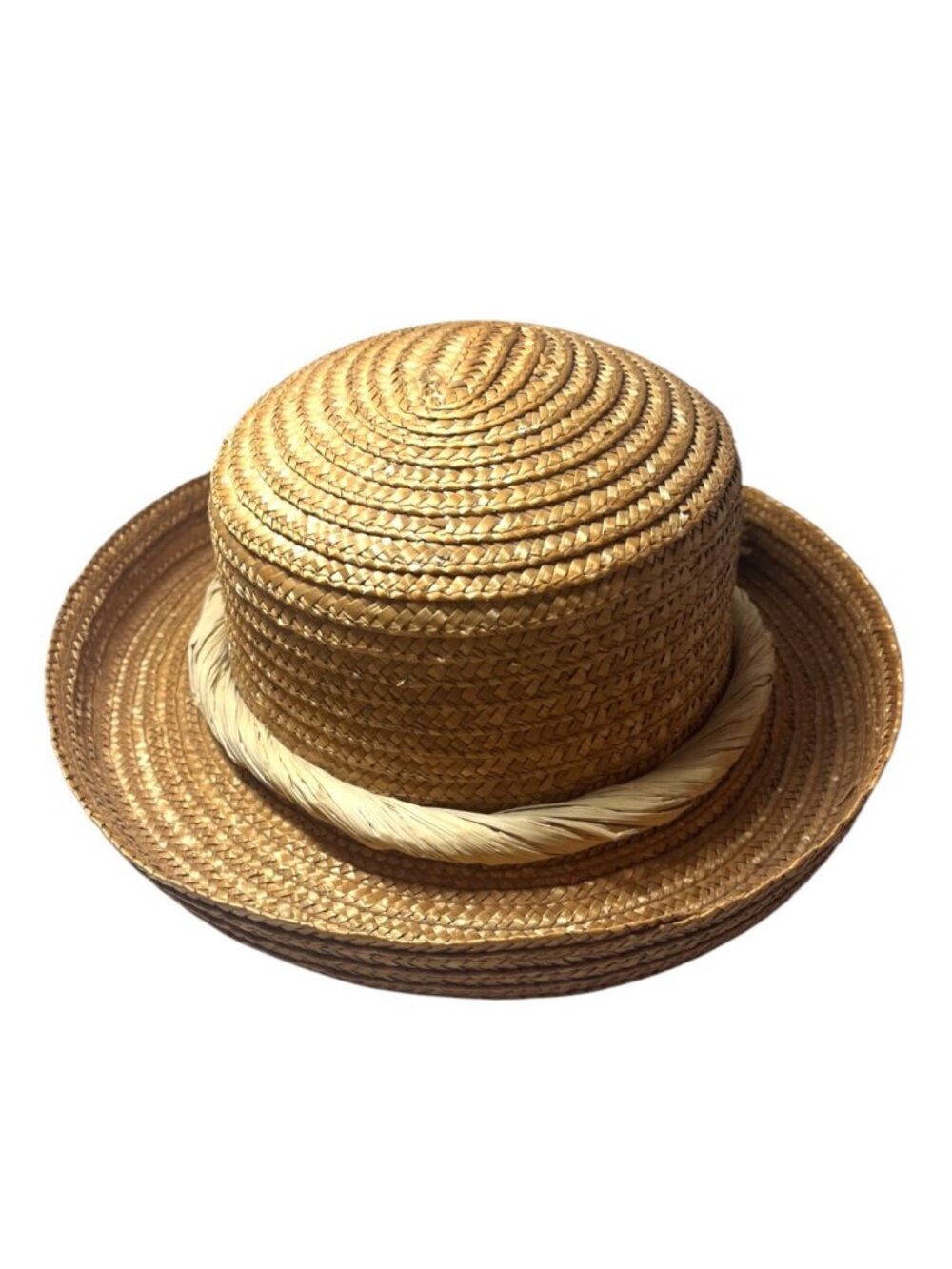 Vintage Straw Boater Sun Hat Floral 3D Flowers Victorian Cottagecore Gardening - Picture 3 of 4